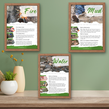 Load image into Gallery viewer, Natural Elements Posters - Set of 3 - WATER, MUD, FIRE