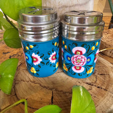 Load image into Gallery viewer, Set of 2 Painted Tin Shakers (preloved treasure)
